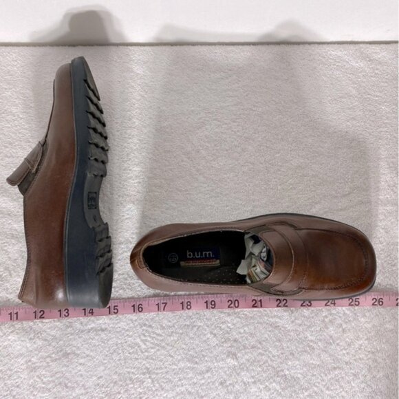 Vintage B.U.M. Equipment Brown Leather Rounded Square Toe Chunky Heel Loafer 6.5 - Picture 12 of 12